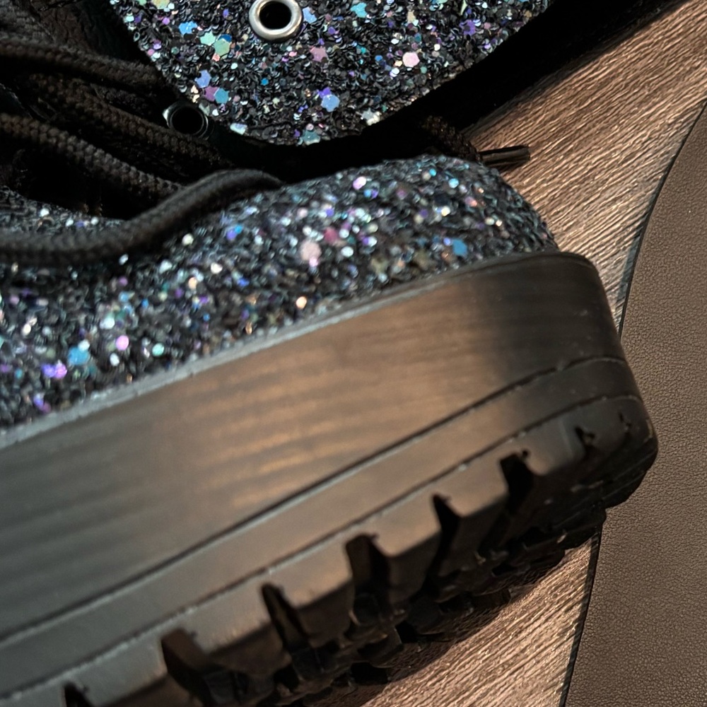 NEW US 7.5 Glitter Combat Lace-Up Boots - Picture 4 of 5